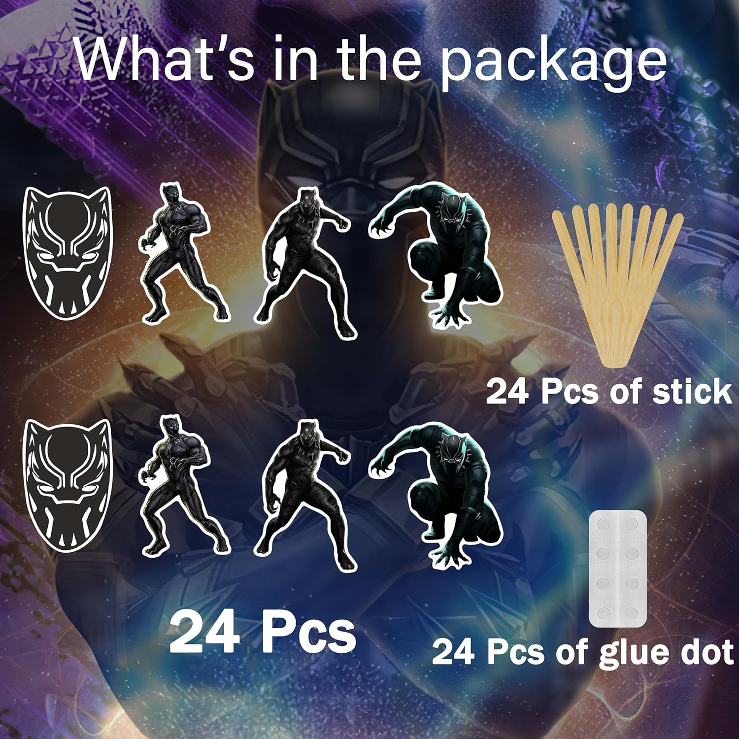 Blck Pnter Cupcake Toppers &ndash; Inspired by Panther Power and Tribal Themes for Action-Packed Birthdays, Hero Parties, and Epic Dessert Displays. image number 2