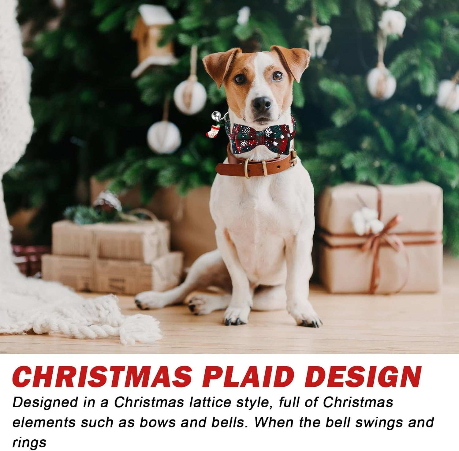 SPORWAY Pack of 4 Christmas Cat Collars, Christmas Neck Cat Collars, Pet Christmas Dog Collar, Removable Cat Bands with Bow and Bells, Collar for Small Dogs and Cats image number 2