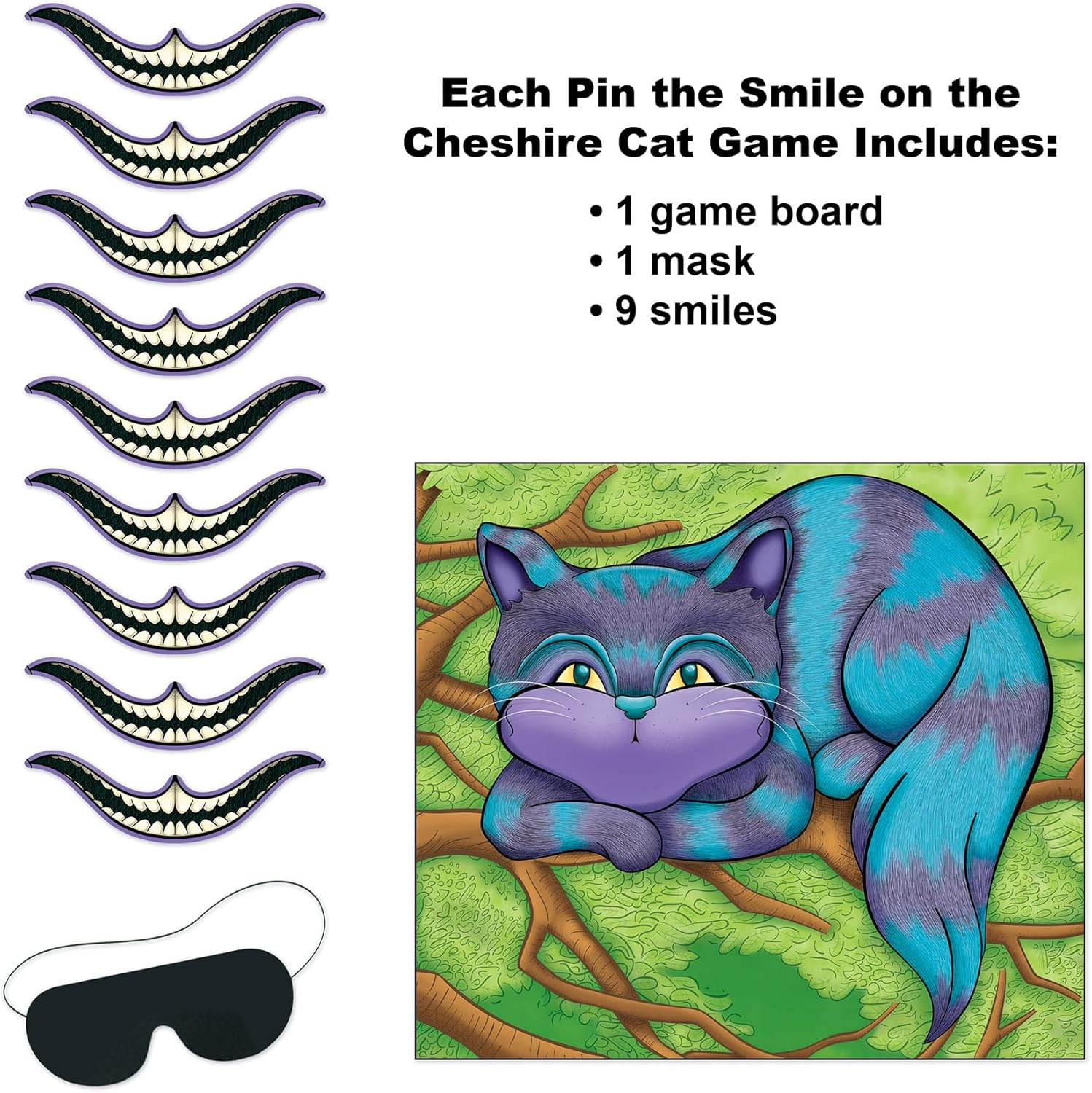 Beistle 60063 6 Piece Pin the Smile on the Cheshire Cat Games, 16" X 18", Multicolor image number 3
