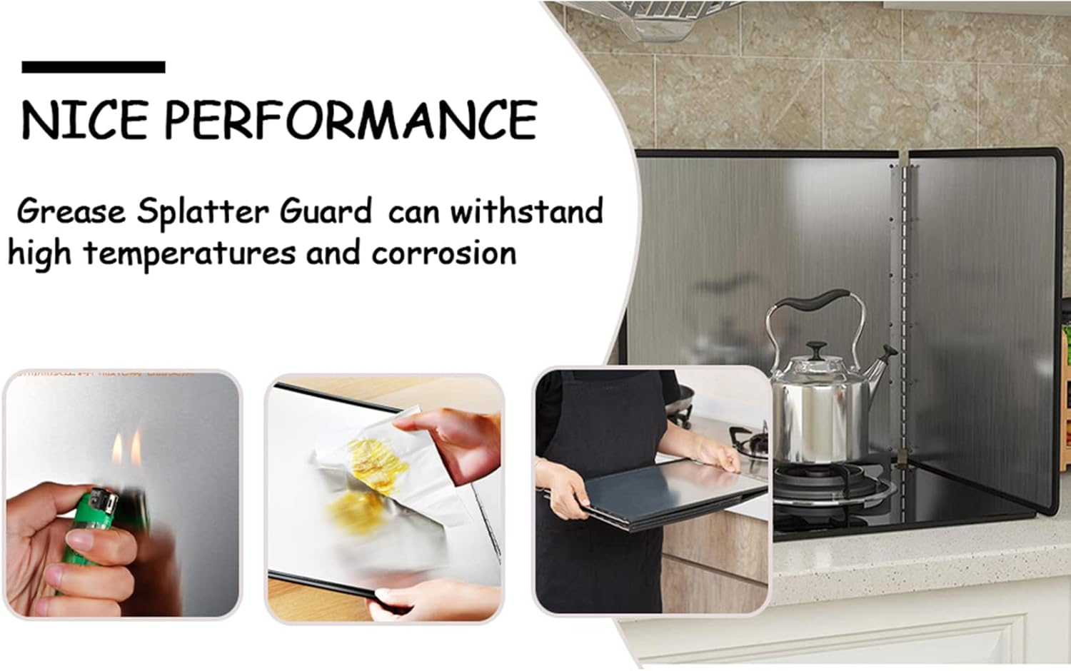 4 Sided Splatter Guard, Foldable Stainless Steel Oil Splatter Shield Guard Grease Splatter Screen, anti Splatter Sheet Oil Splatter Proof Baffle Splatter Guard Stove image number 6