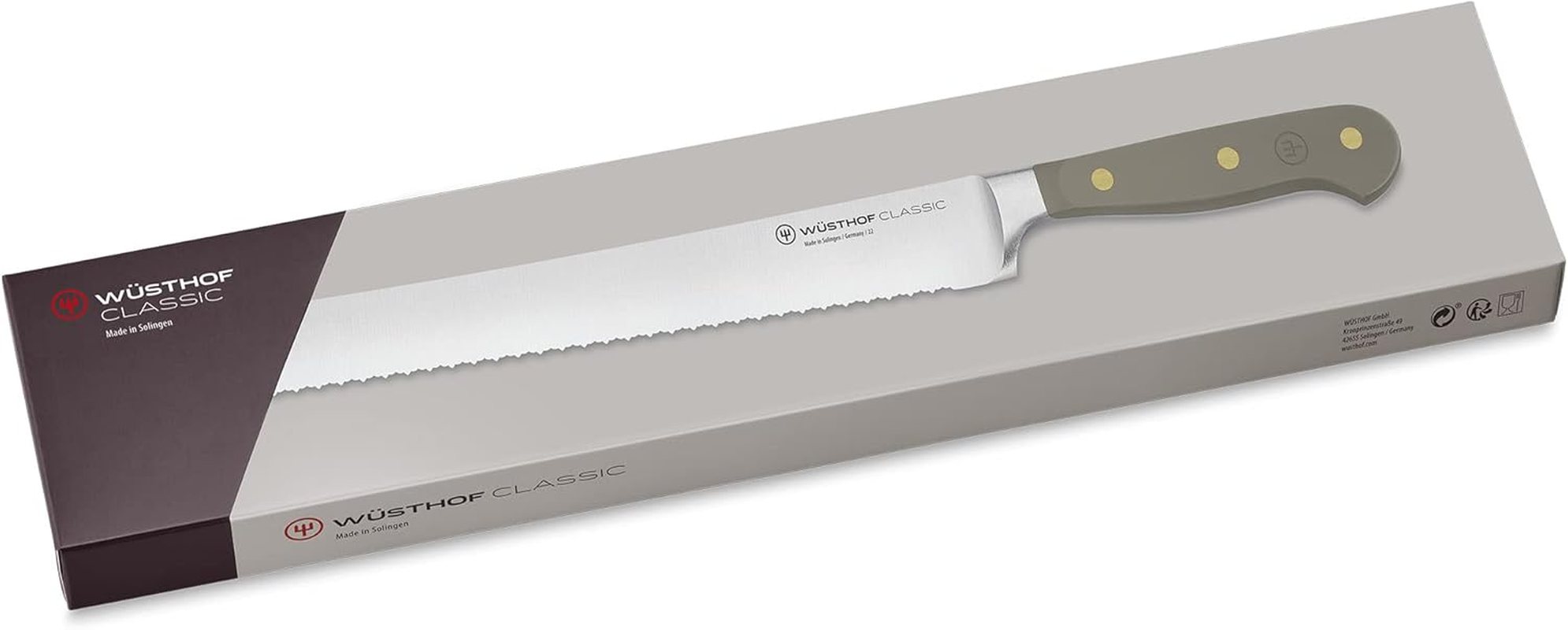 W&uuml;sthof Classic Colour Velvet Oyster Double Serrated Bread Knife 23 Cm &ndash; Precision-Forged German Steel Kitchen Knife, Full Tang Triple-Riveted Handle, Razor-Sharp Double Serrated Edge image number 4