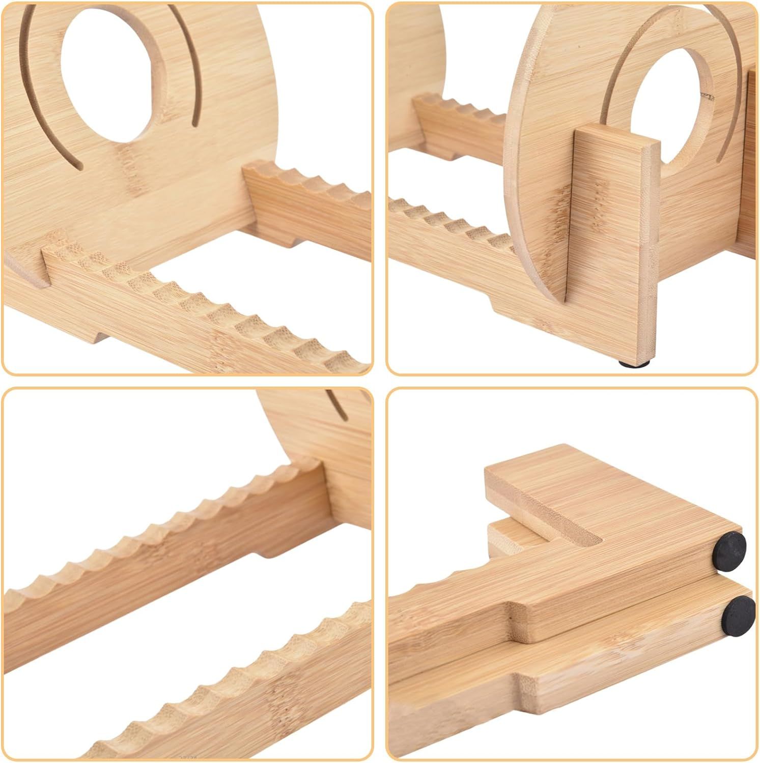 Vinyl Record Storage Holder, Holds up to 50 LP Music Albums, Bamboo Album Display Stand Vinyl Record Rack, Desktop File Sorter Organizer for Home Office image number 6