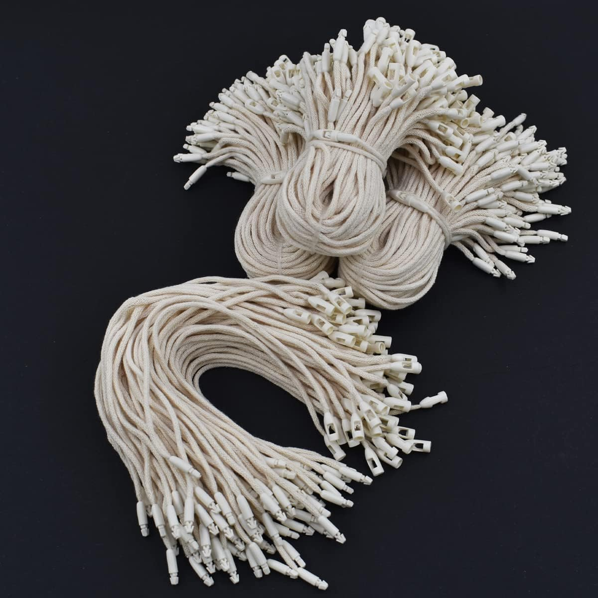 300Pcs 7.6Inch Cotton Gift Clothing Price Tag String Hang Tag String Hanging Rope Snap Lock Pin Loop Fastener Hook Ties Fast to Attach for Clothes Tags Shoes Snap Lock Luggage Label image number 2