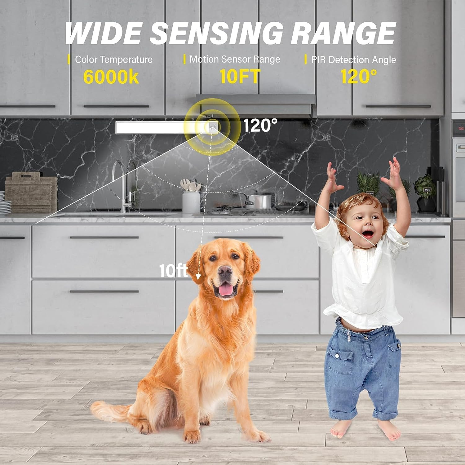 2Packs（20Cm） Closet Lights under Cabinet Magnetic Motion Sensor Wireless USB Rechargeable 68-LED 3 Color Dimmable Magnet Touch Light Bar for Wardrobe, Cabinet, Kitchen Stairs Hallway Camping image number 2