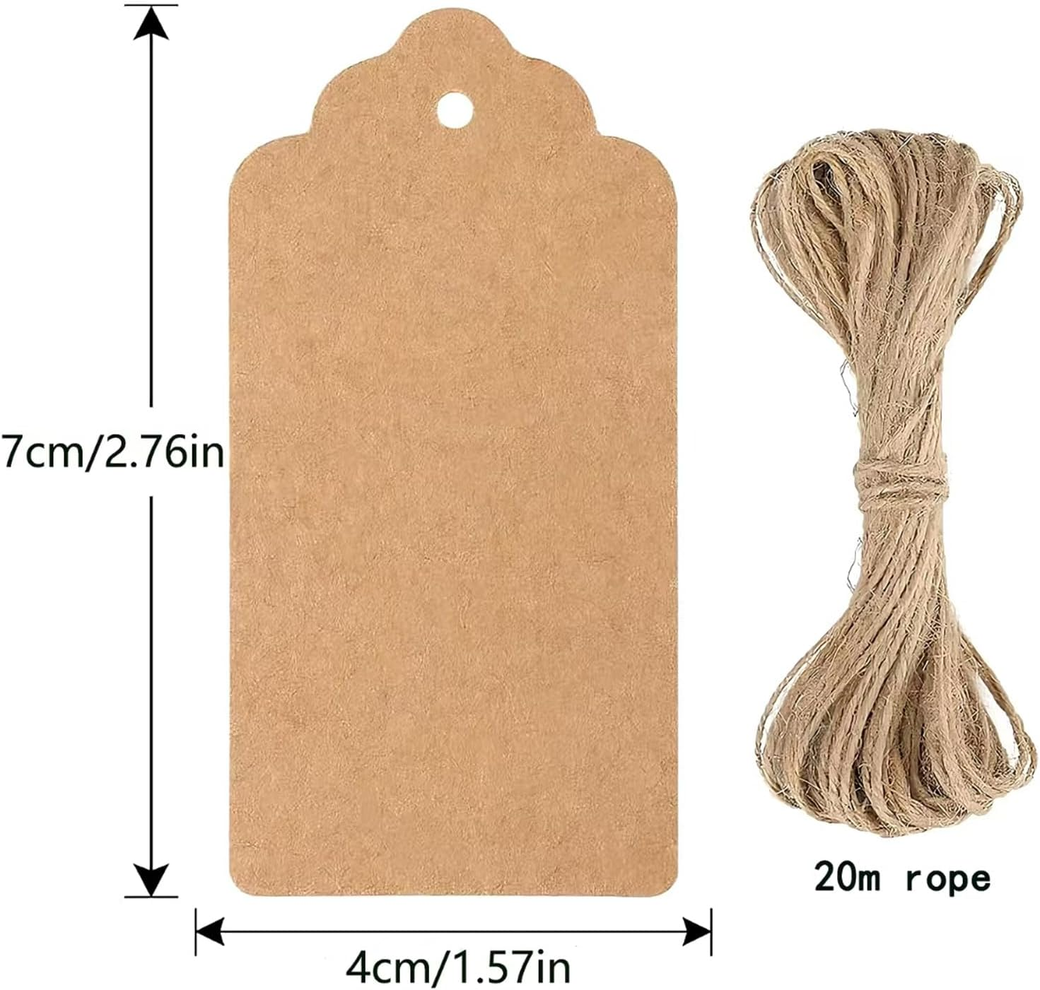 Blank Gift Tags with String,100 Pcs Kraft Paper Premium Gift Tags, with 32.8 Feet Natural Jute Twine,Double-Sided Available Kraft Paper Price Tags - 2.76 X 1.57Inch image number 4