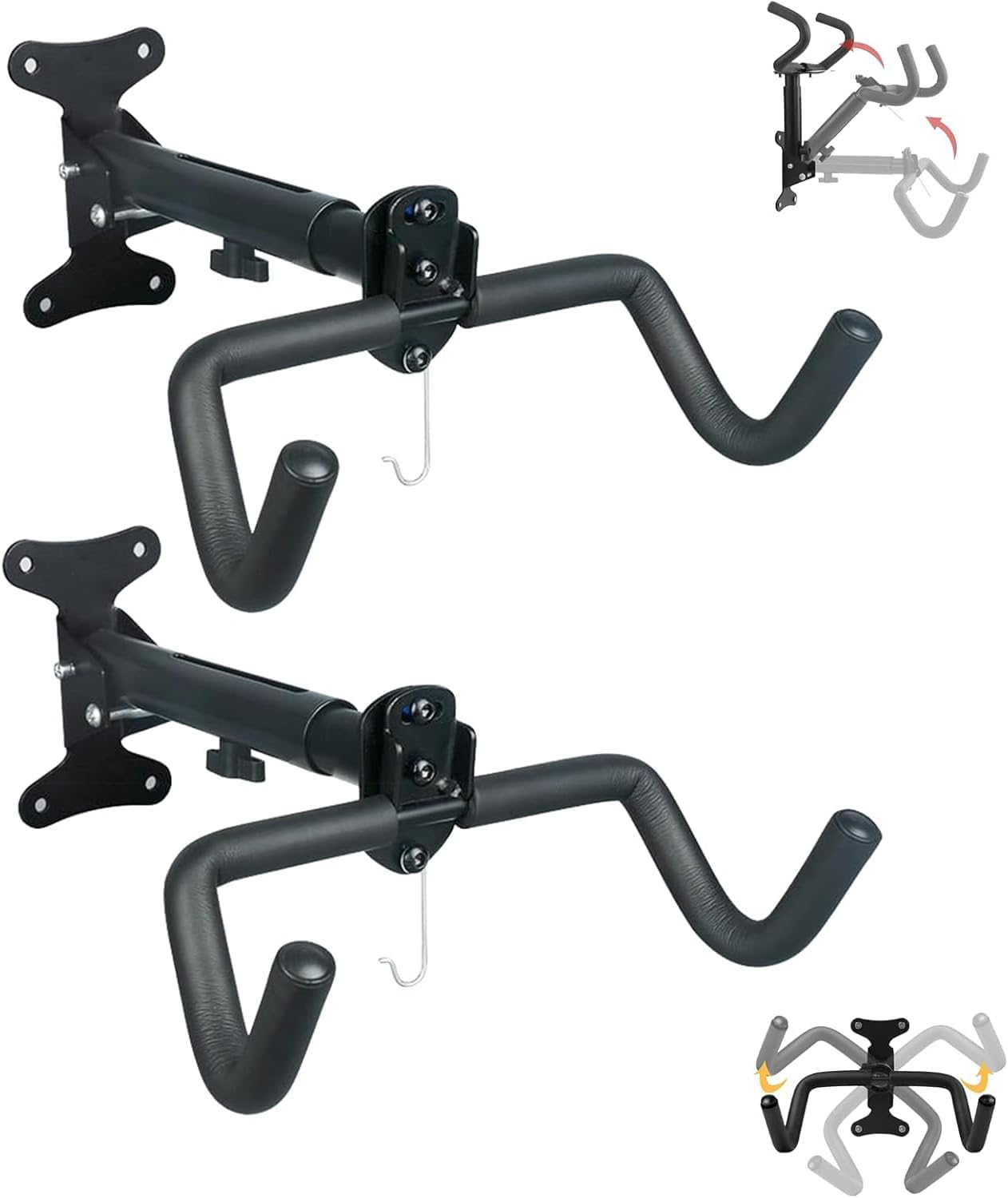 Wall-Mounted Bike Rack &ndash; Horizontal Bicycle Storage Hook for Indoor Garage Organization, Space-Saving Bike Hanger for Mountain & Road Bikes (2Pack) image number 4