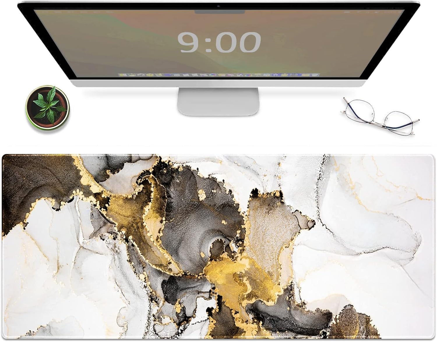 Galdas Gaming Mouse Pad Forest Background Pattern XXL XL Large Mouse Pad Mat Long Extended Mousepad Desk Pad Non-Slip Rubber Mice Pads Stitched Edges Thin Pad (31.5X11.8X0.08 Inch)-Tree