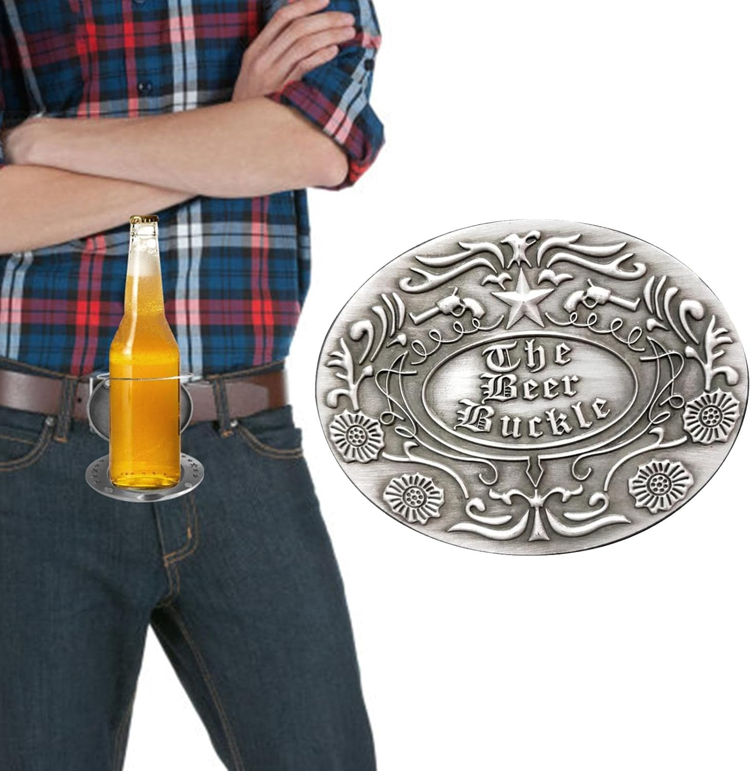 Beer Belt,Hands- Beverage Can Holder Portable - Portable Beer Belt Buckle for Camping Picnic B/