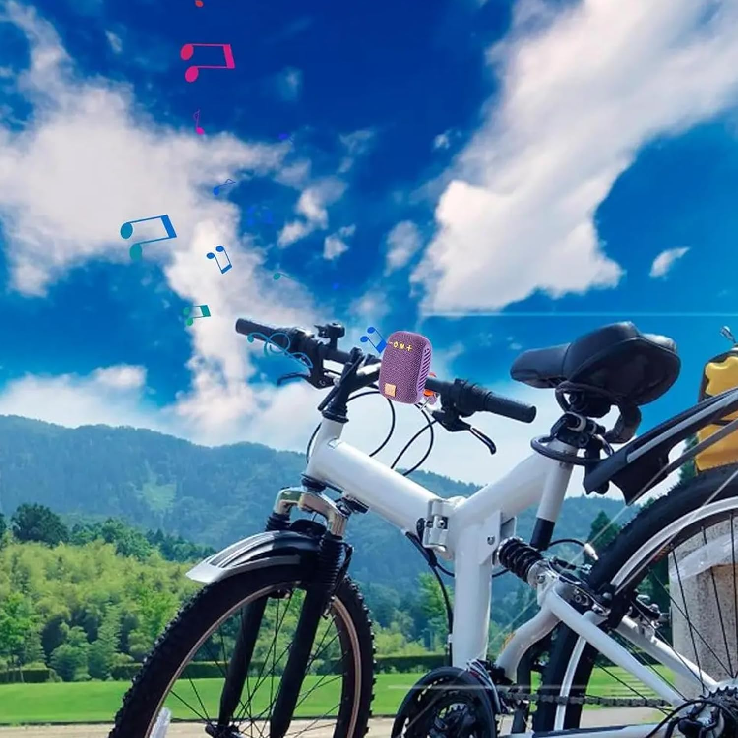 Bike Bluetooth Speaker, Dual Pairing Wireless Speaker, Portable Waterproof Shower Speaker with FM Radio Memory Card Support for Cycling Hiking (Black) - Black image number 5