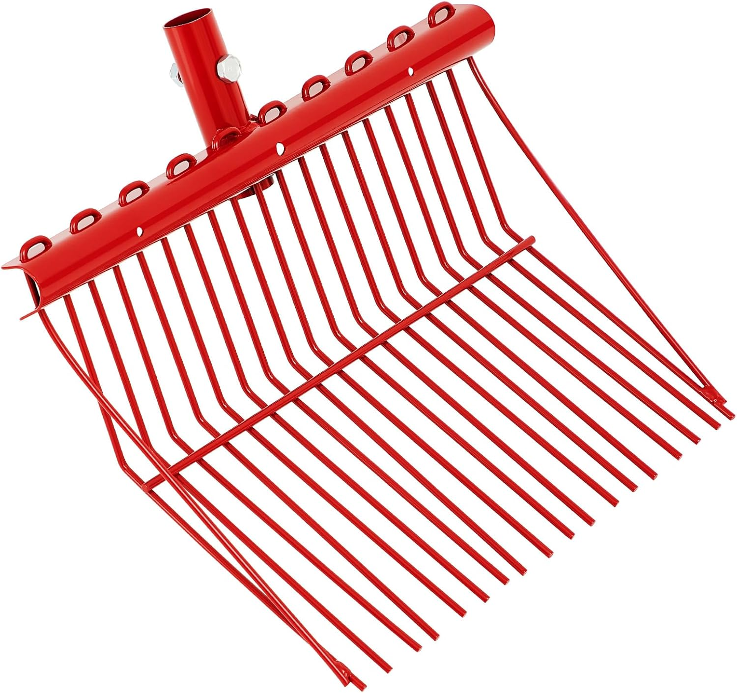 Tandefio 1 Pcs Metal Fork Head Manure Pitch Fork Replacement Head Horse Rake Bulk with Angled Tines for Horse Stall Picking up Manure Garden Animal Husbandry (Red) image number 3