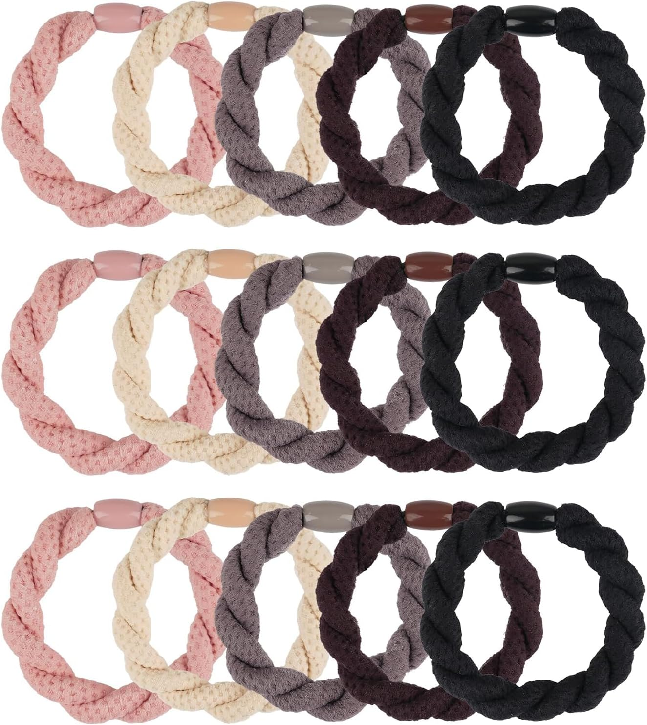 Pack of 15 Women'S Hair Bobbles, Elastic Braid Scrunchies, Hair Bands, Elastic Ponytail Holder, Hair Bobbles for Women, Girls, Children, Thick and Curly Hair image number 4