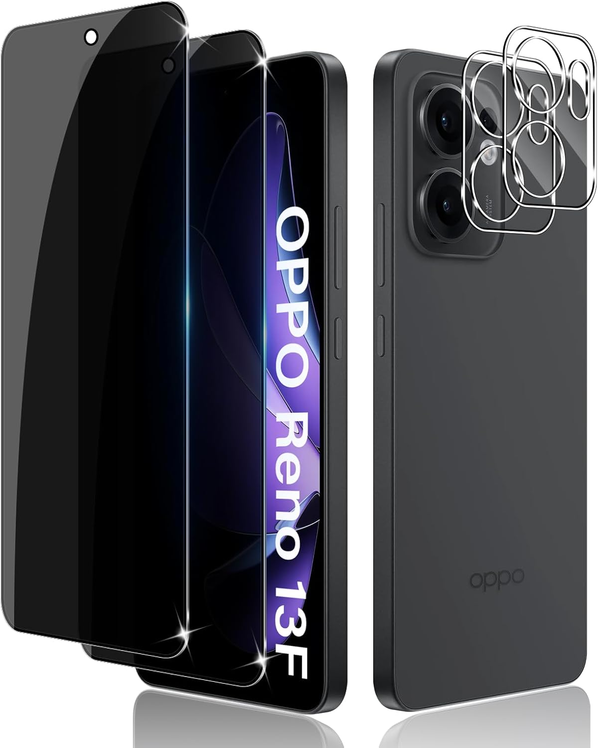 Liilaa Privacy Screen for OPPO Reno 13F/13FS for Tempered Glass, Pack of 2 anti Spy Tempered Glass Screen Protector Film and 2 Camera Protective Film, 9H Hardness Privacy Film, Scratch-Resistant image number 3