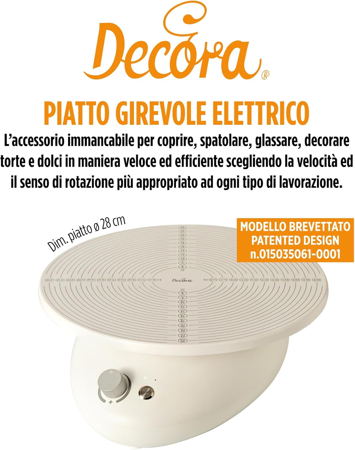 Decora, 9276010 Electric Turntable, Plate Diameter 28 Cm, with Practical Standby Button to Block the Rotation of the Plate without Resetting the Rotation Direction and Speed image number 4