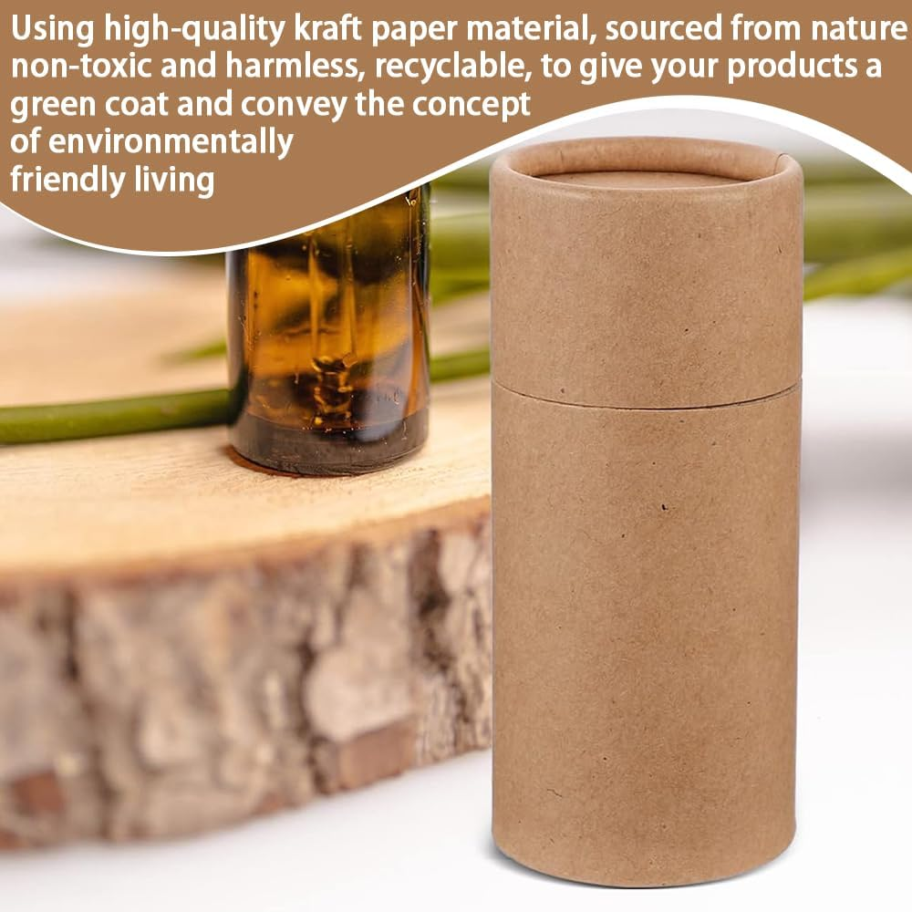 20PCS Kraft Paperboard Tubes with Lid, 0.35Oz/10Ml Empty Cardboard Deodorant Containers, round Paper Cardboard Boxes for Essential Oil Bottle Packaging image number 2