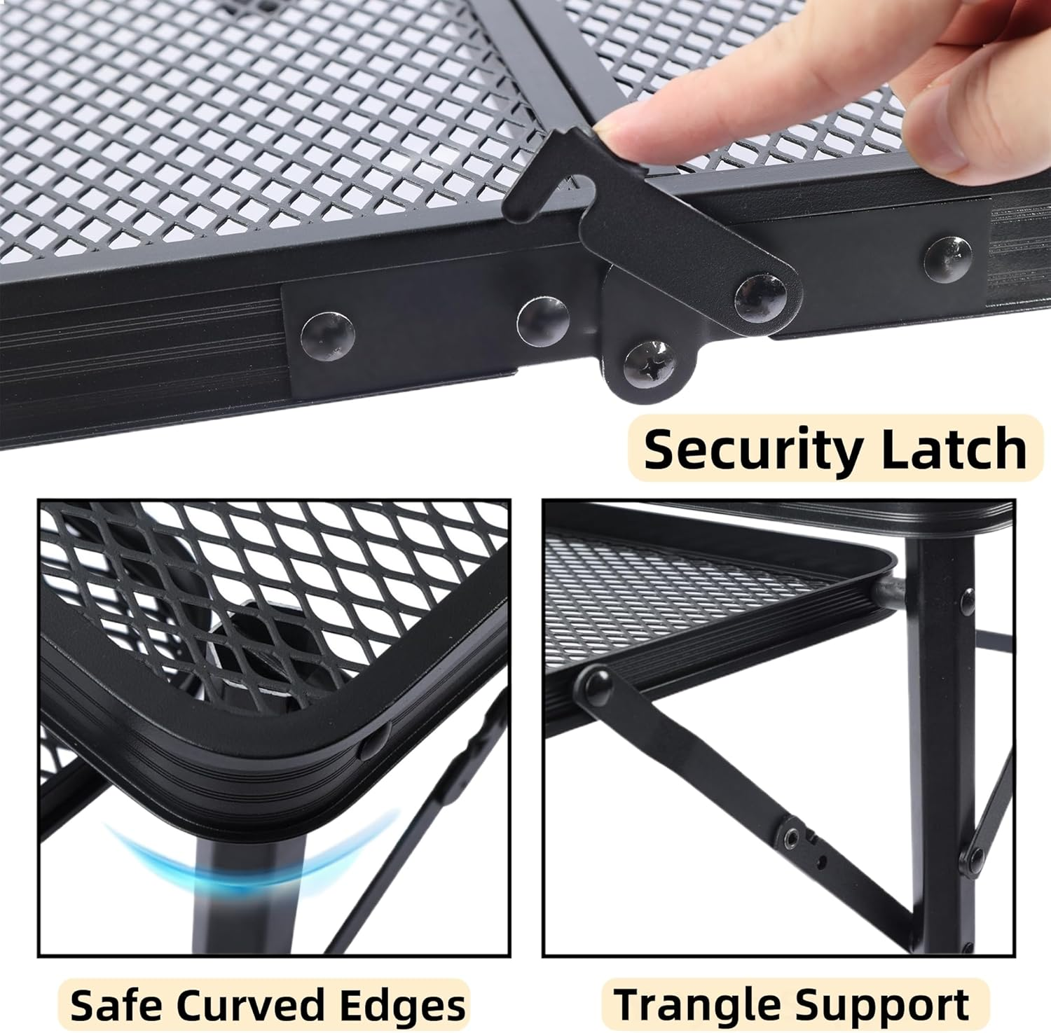 FORYUSE Folding Camping Table 90X60Cm with Extension Board Portable Lightweight Height Adjustable Metal Mesh Desktop Bag Side Pocket for Outdoor BBQ Grill Picnic Beach image number 1