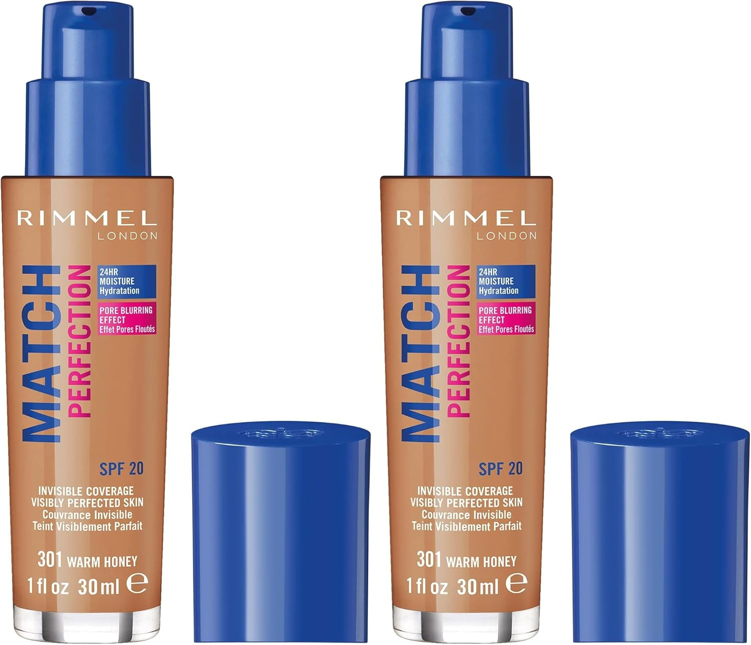 Rimmel London Match Perfection Foundation 30Ml - Warm Honey #301 (Pack of 2)