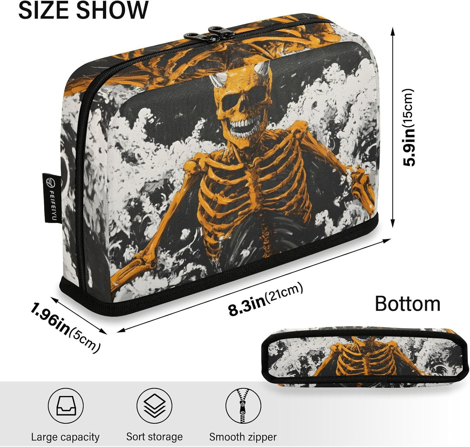 XYMZR Large Capacity Skeleton Cloud Pencil Case - Fashion Magnetic Flap Stable Pencil Pouch with Zipper - Stationery Organizer School Supplies for Teen and Adult image number 6