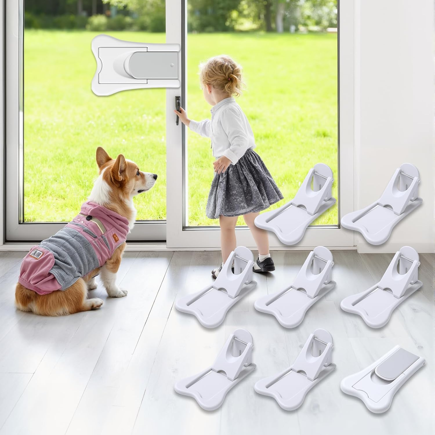 Sliding Door Lock - 8 Pack Child Safety Sliding Window Lock, Child Proof Locks for Doors, Closets & Cabinets, Childproof Your Home, Easy to Installation, Provides More Security,No Drill Needed image number 2