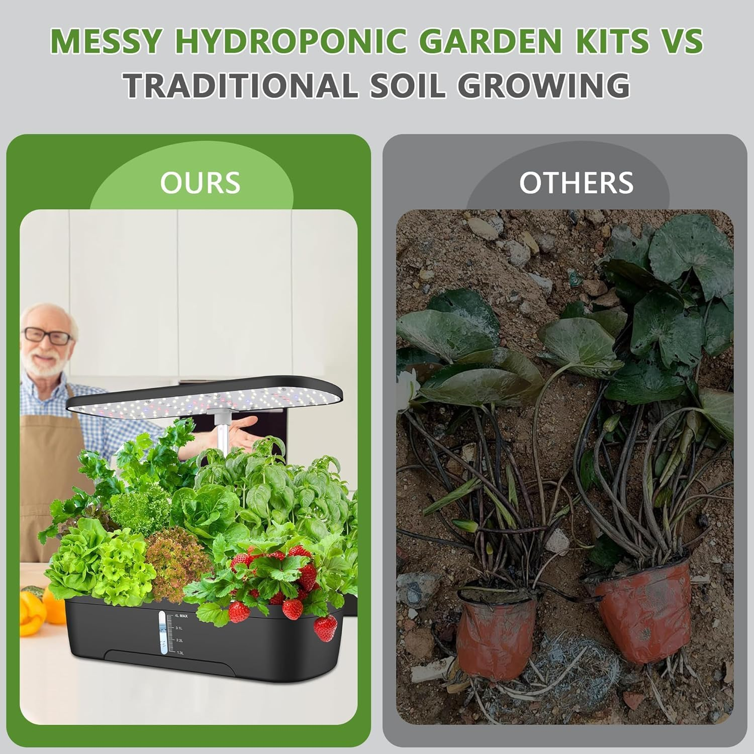 Hydroponics Growing System, Automatic Timer, Smart Indoor Garden Starter Kit with LED Grow Light, Height Adjustable, Garden Plant Germination Kit,Black image number 4