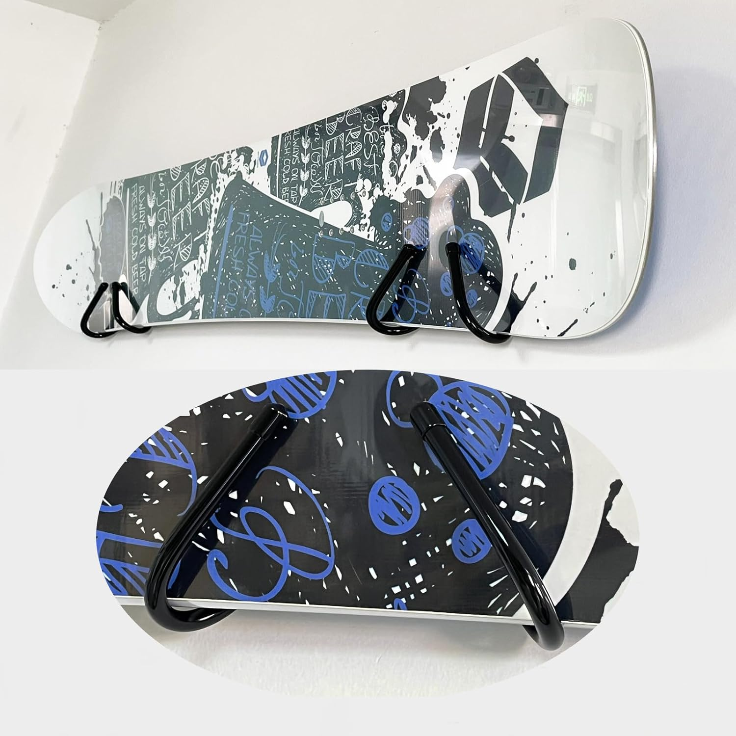 Pmsanzay 2 Pack Universal Ski and Snowboard Wall Storage Rack, Horizontal Wall Rack Hanger, Ski Holders Snowboard Gear Organizer Snowboard Display Stand for Room, Garage image number 3