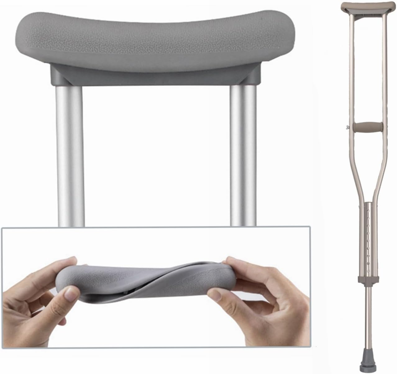 Crutch Underarm Pads and Crutch Hand Grip, Universal Crutch Armpit Pad Cover, Crutch Handgrip with Handgrip Core, under Arm Soft Cushioned Covers for Crutches Accessories(4 Pack)