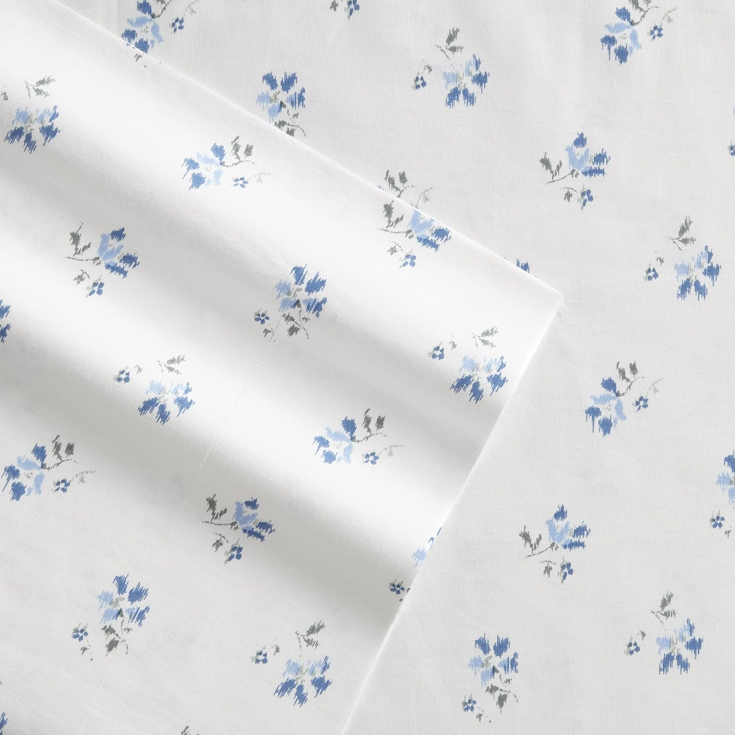 Stone Cottage - Queen Sheets, Cotton Percale Bedding Set, Crisp & Cool Home Decor (Blue Sketchy Ditsy, Queen) image number 5