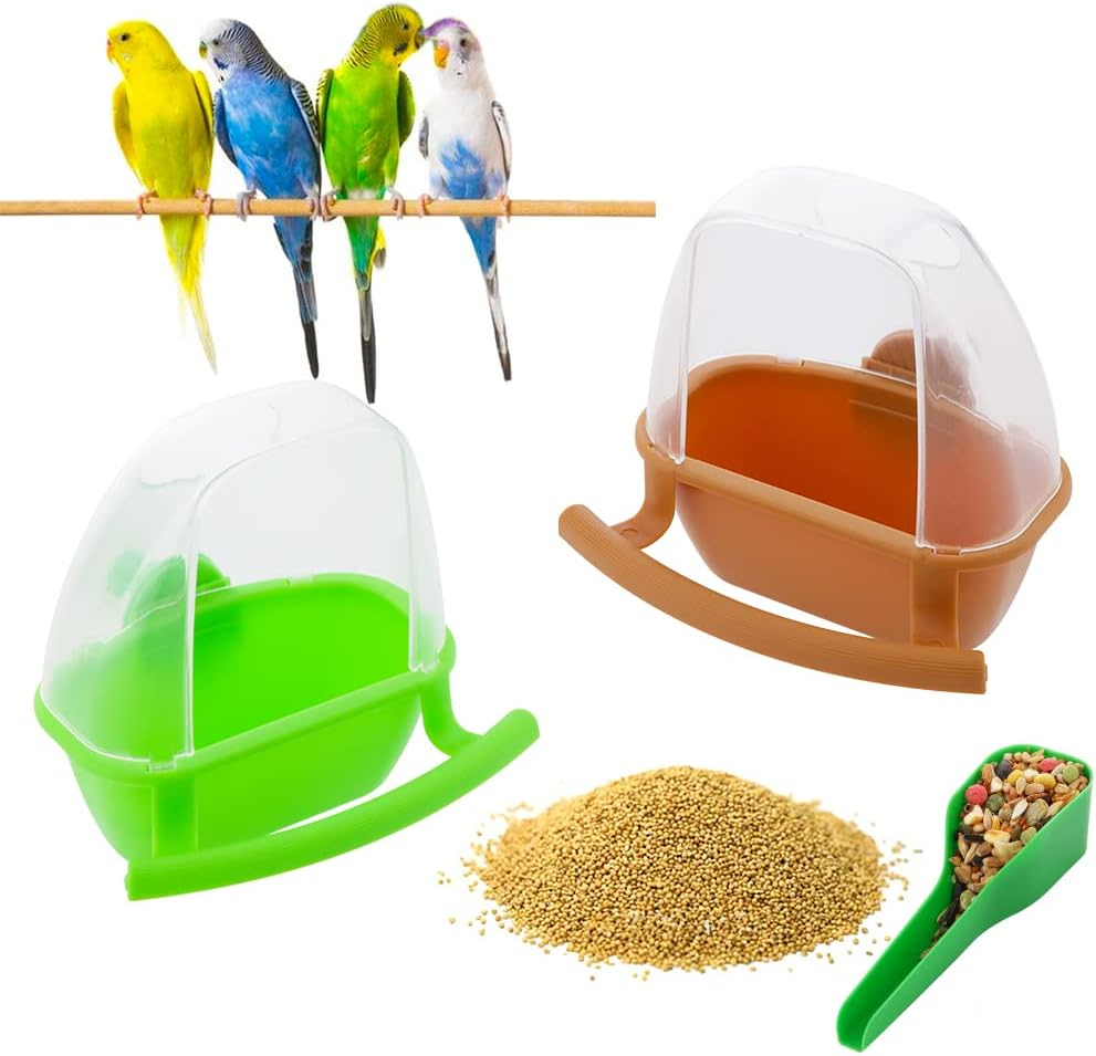 2 Pcs Small Bird Slot Feeder No Mess Cage Hanging Feeder Cup Plastic Food Feeding Box image number 1
