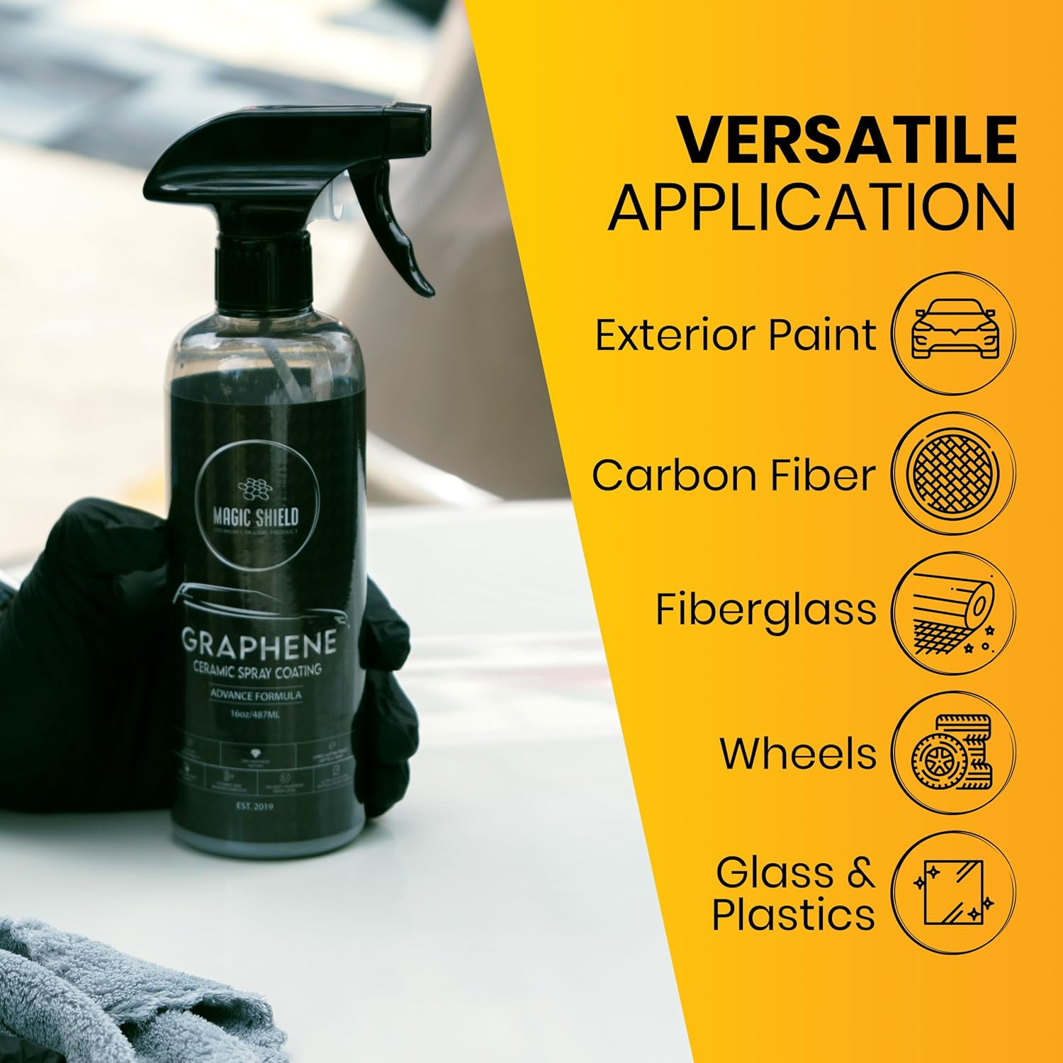 Graphene Ceramic Spray Coating - LAST so LONG! Quick & Easy for Cars, Motorcycles & Boats-Professional Grade Sealant for Maximum Gloss & Shine - Waterless Wash & Wax (487Ml) image number 2