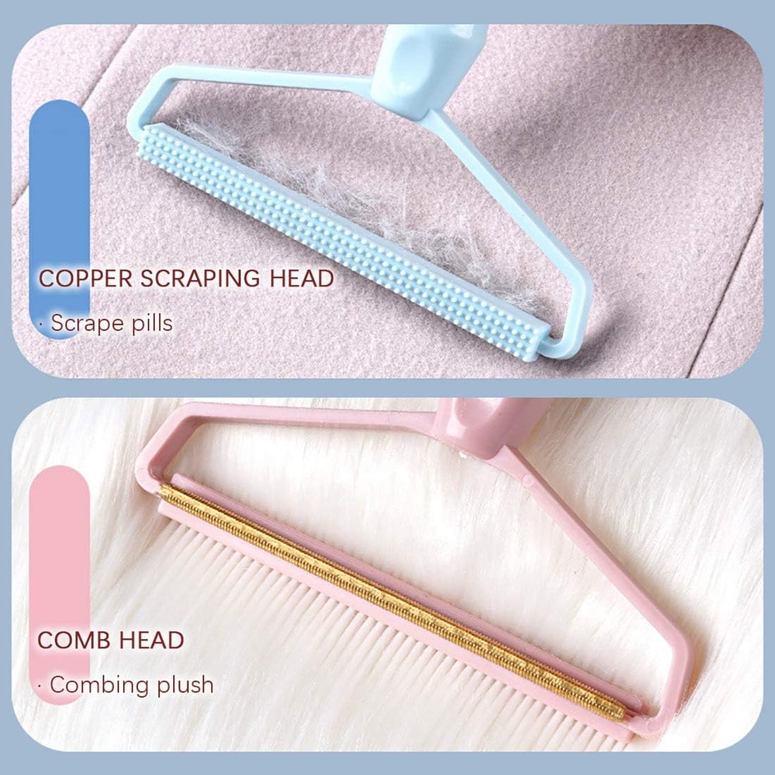 Portable Fabric Shaver, Pet Hair Remover, Manual Lint Remover, Dog Hair Remover Tool, Removing Dust from Clothing, Carpet, Furniture, Blankets, Couch Pink 1Pcs - Blue Pink 2Pcs image number 2
