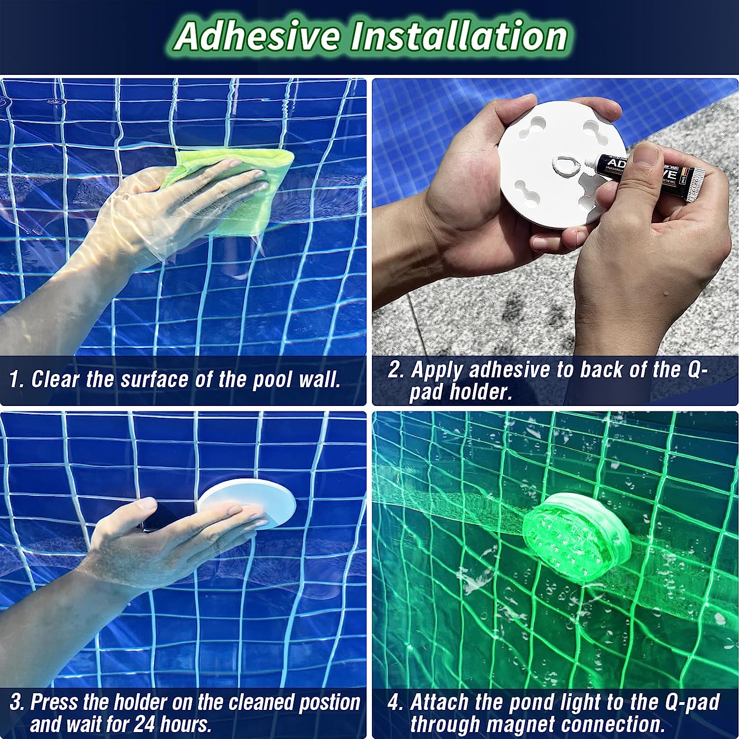 Rechargeable Magnetic Submersible Led Lights - RGBW Lights Remote Controlled Color Changing Waterproof Led Bathtub Lights for Hot Tub Pond Pool Fountain Aquarium Vase (2 Pack) image number 3