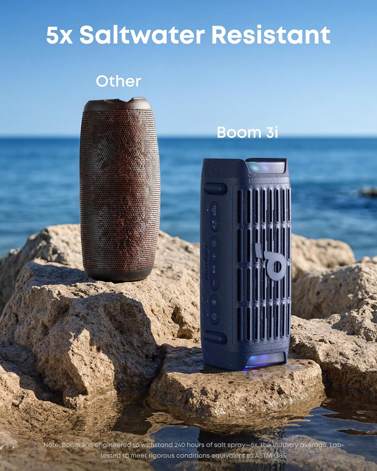 Soundcore Boom 3I by Anker, Rugged Outdoor Speakers, IP68 Waterproof, Floating Playback, Saltwater-Resistant, Bassup 2.0, 50W Portable Speaker (Blue) image number 5