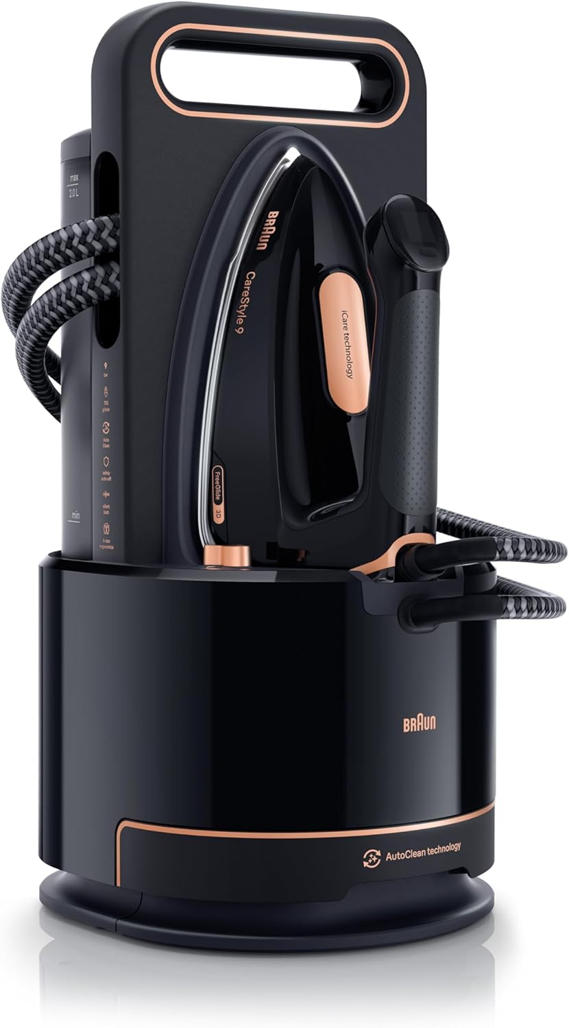 Braun Carestyle 9 IS9095BK, Steam Generator Iron with Freeglide 3D Technology, Imode OLED, Auto Steam Technology, Turbo Mode, Vertical Ironing, Autoclean, Detachable 2L Water Tank, 2400W, Black image number 5