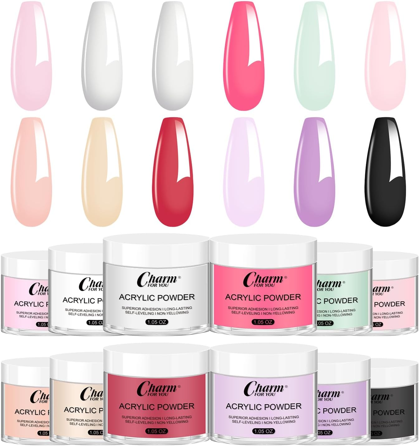 VERONNI Acrylic Nail Kit,3 Colors Acrylic Nail Powder Set for Acrylic Nail Extension 3D Carving for Nail Art Lover Beginner (30G 12 Colors) image number 3