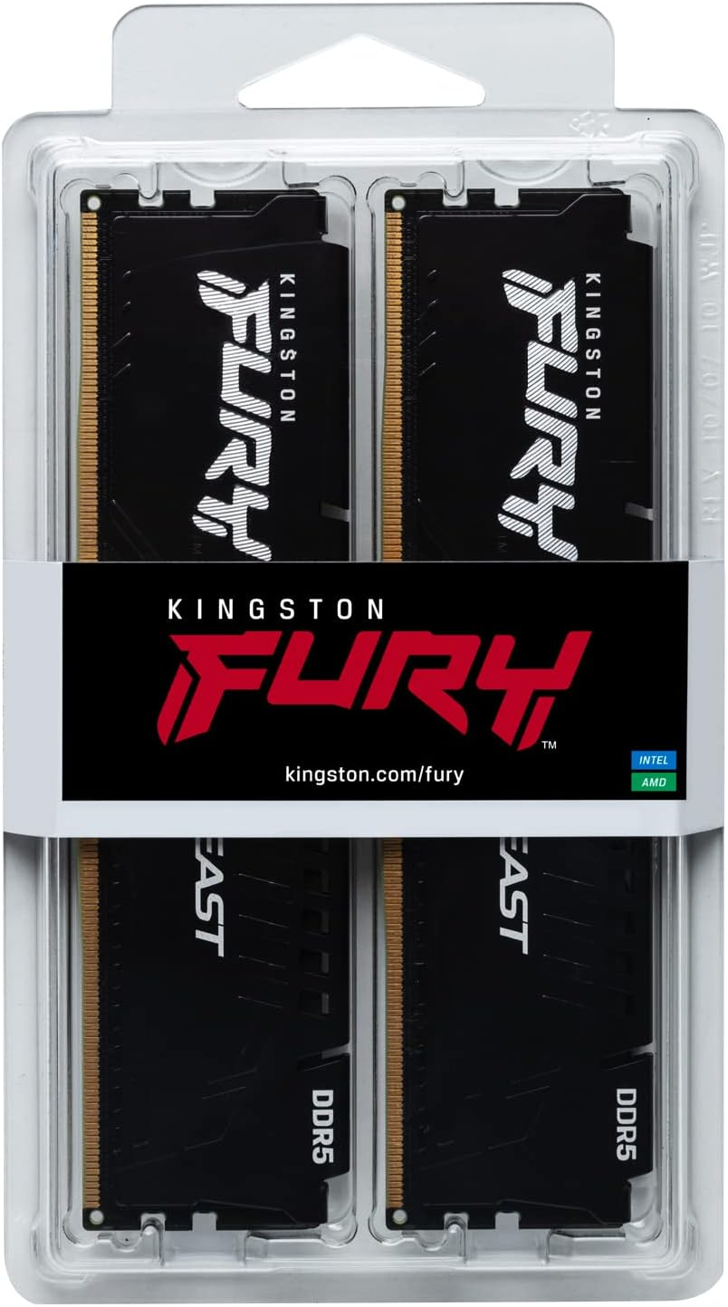 Kingston Fury Beast Black DDR5 128GB (4X32Gb) 5200Mt/S CL40 DIMM Desktop Gaming Memory Kit of 4 Intel XMP - KF552C40BBK4-128