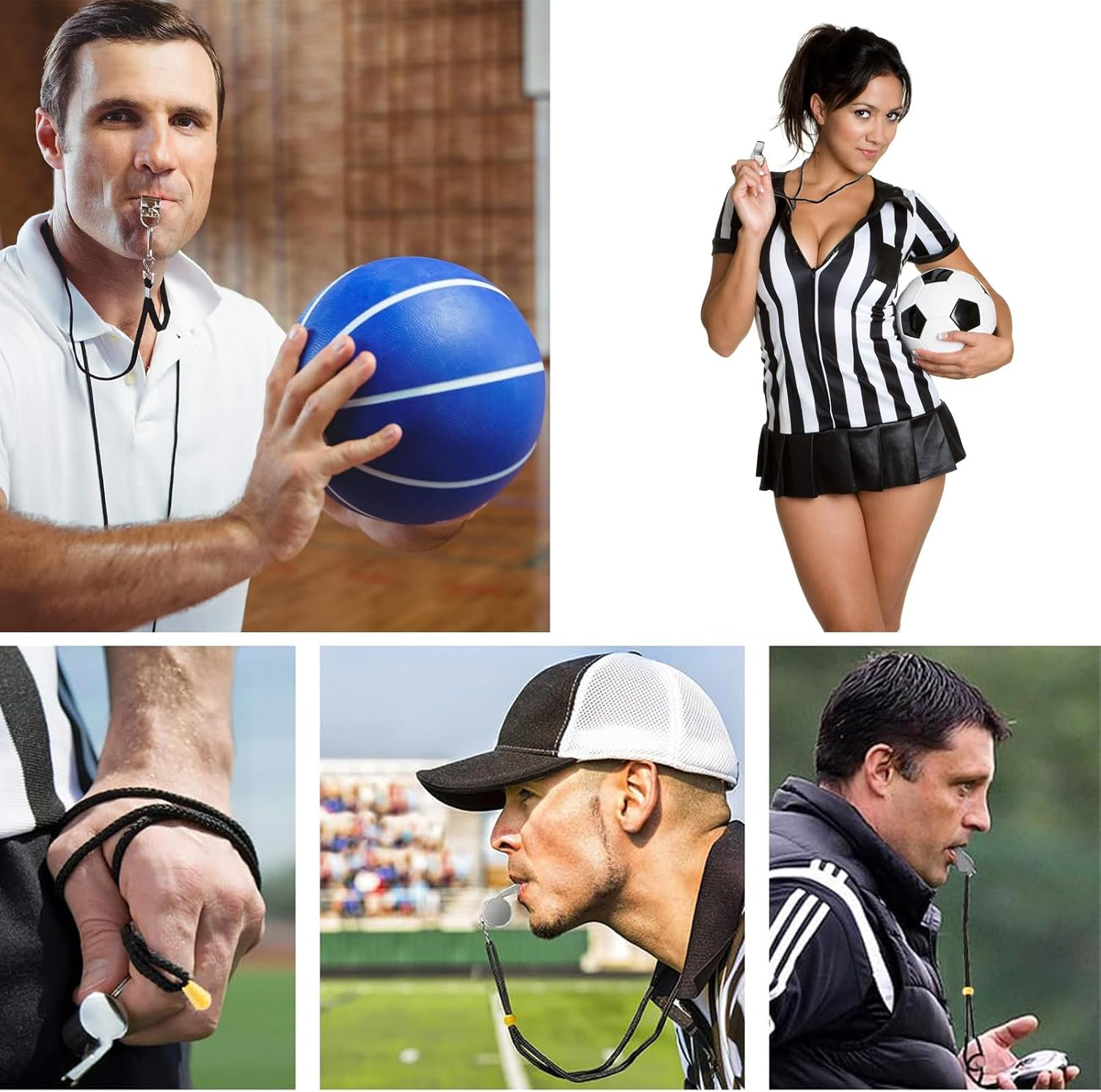 16-Pack Stainless Steel Sports Whistles with Lanyard,Very Loud Crisp,Clear Sound Whistles Great,For Adults,Teachers, Officials, Coaches,Referees, Personal Defense, Survival Kits & Outdoor Safety image number 2