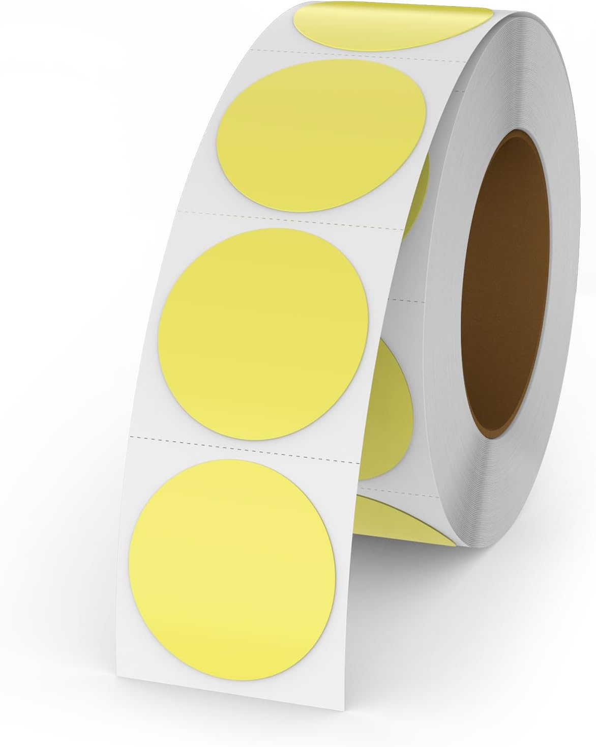 Yellow round Thermal Labels Self-Adhesive 1 Inches Circle Printer Stickers Waterproof Dot Vinyl Decal Nametag for Busineses & Warehouses 500 PCS per Roll - Green image number 4