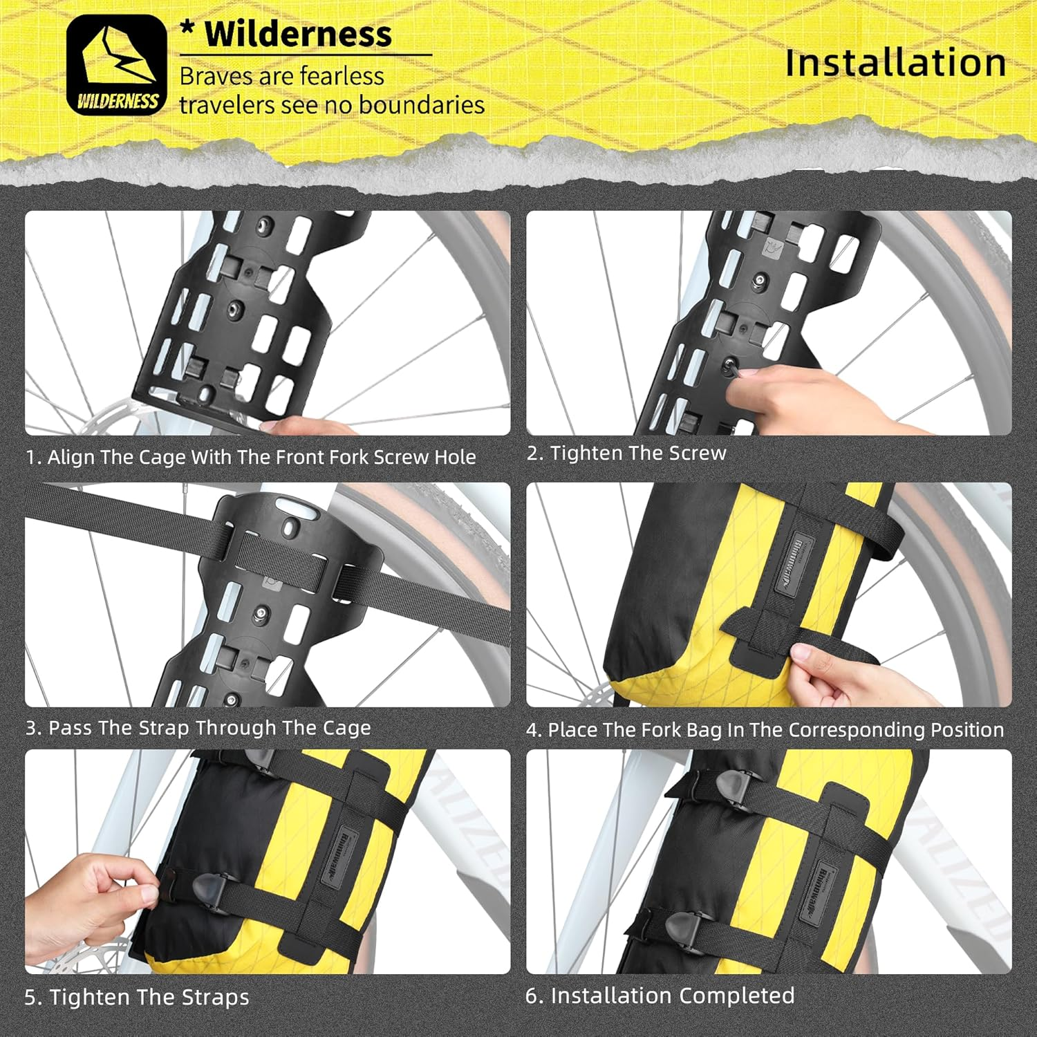 Rhinowalk Bike Front Fork Bag Waterproof Bike Pannier Saddle Bag 6.5L for E-Scooter Mountain Bike Road Bike Accessories-Black(1 Pcs) image number 3