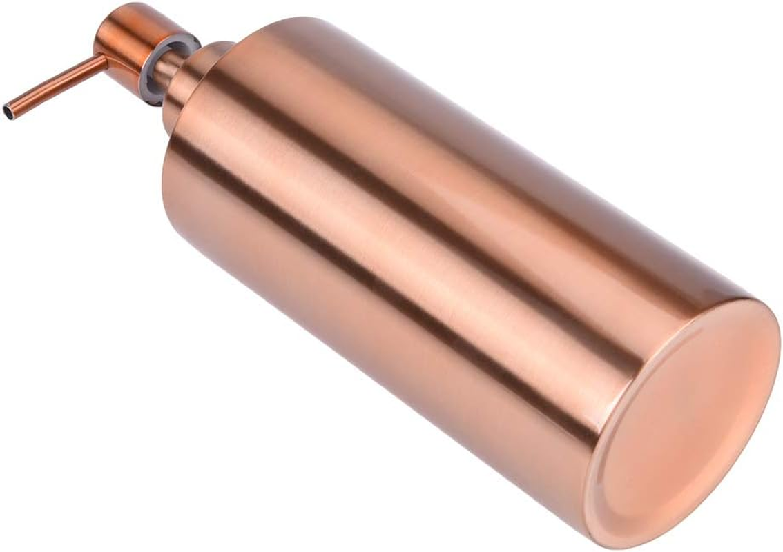 Stainless Steel Dispenser, Rose Gold Hand Pump Liquid Dispenser Lotion Detergent Bottle Kitchen Bathroom Countertop(550Ml)