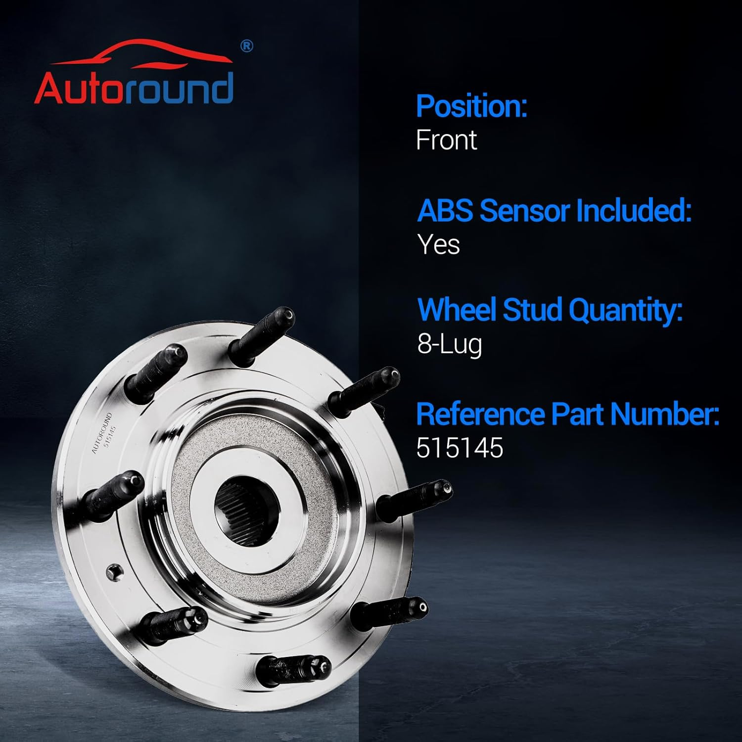 Autoround 515145 Front 4WD Wheel Hub and Bearing Assembly Compatible with 11-20 Chevrolet Silverado 2500/3500 HD, 11-20 GMC Sierra 2500/3500 HD 8 Lugs W/Abs