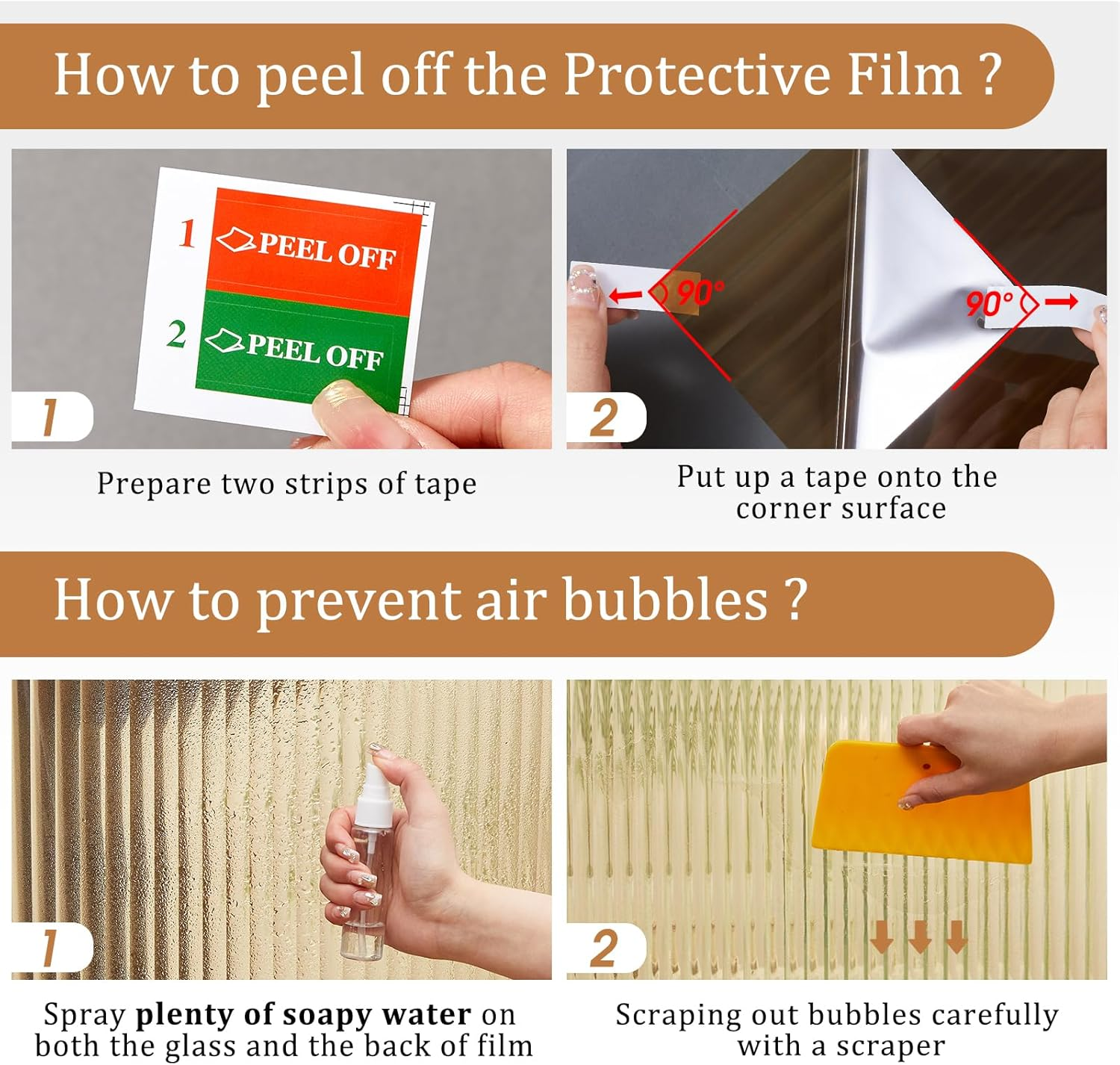 Beautyhero Window Privacy Film, Stained Glass 3D Reeded Frosted Stickers for Bathroom, Adhesive Decorative UV Blocking, 23.6X78.7 In image number 2