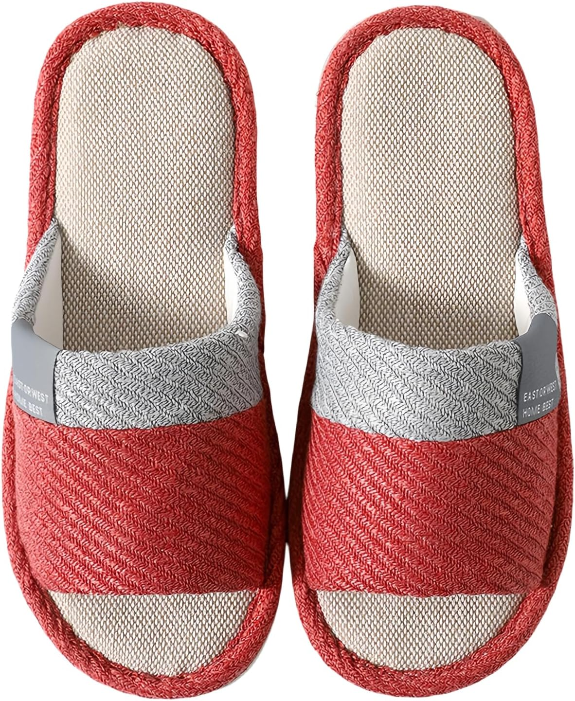 GEBUFAW Linen Slippers for Women Japanese Style Summer House Slippers Indoor Lightweight Open Toe Bathroom Slides Soft Sole Sandals for Home Use image number 6