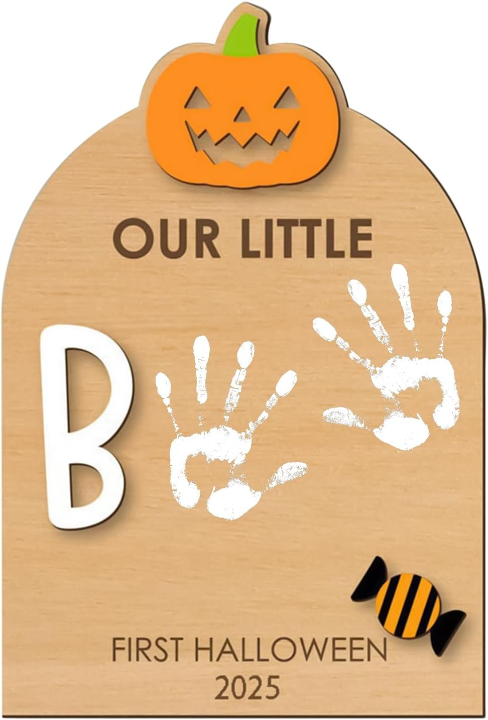 Foot Print Kit for Baby - Wooden Baby'S Halloween Footprint Art,Keepsake Ornament with Print Pad for Nursery Christmas Family Birth Mom Kids Parents Father image number 1