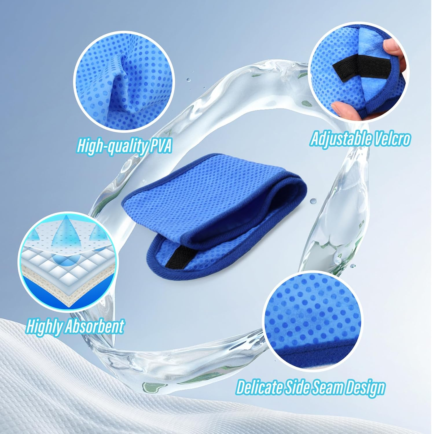 2 Pack Dog Cooling Bandana, Instant Dog Cooling Scarf, Adjustable Cooling Collar for Small Medium Large Summer (Blue, M) image number 6