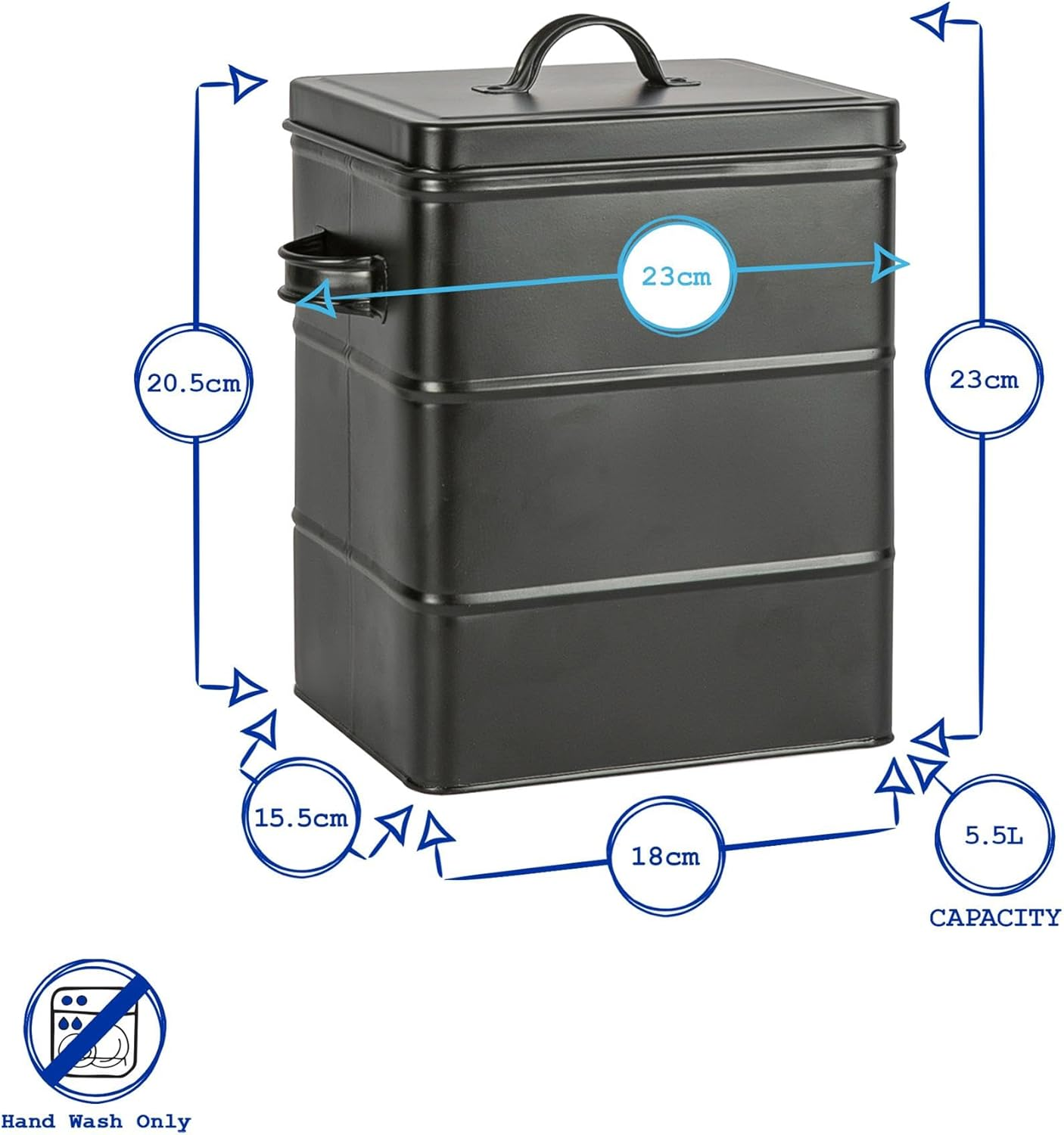 Harbour Housewares Vintage 5.5L Biscuit Tin with Labels - Black - Metal Kitchen Biscuit Barrel Box Storage Bin Canister Cookie Jar Caddy Container image number 3