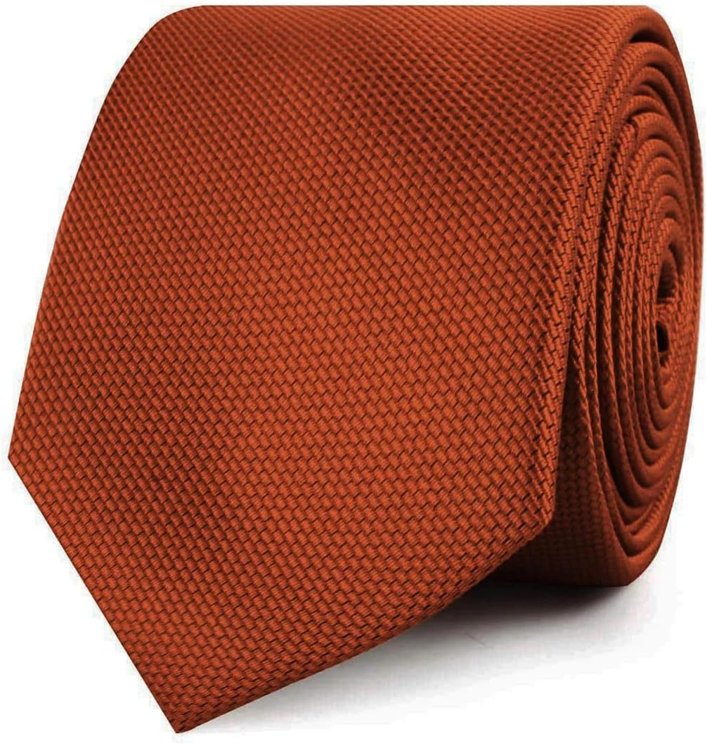 OTAA Burnt Orange Rust Weave Skinny Tie Casual Ties for Men - Perfect Neck Tie for Groomsmen Wedding Ties or Formal Occasions - Ideal Gifts for Him image number 3
