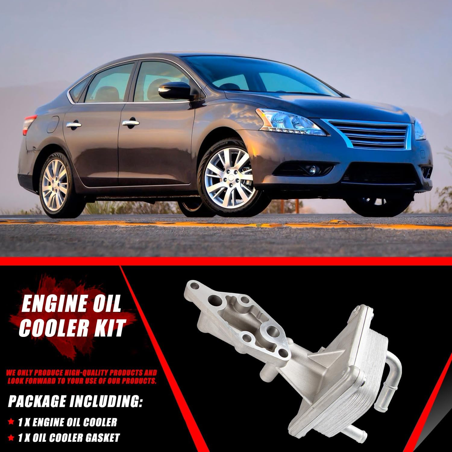 Engine Oil Cooler Kit with Gasket Compatible with Nissan Altima Sentra Rogue 2.5L 2007-2013 Replaces 21300-JA06A 21304-JA00A image number 5