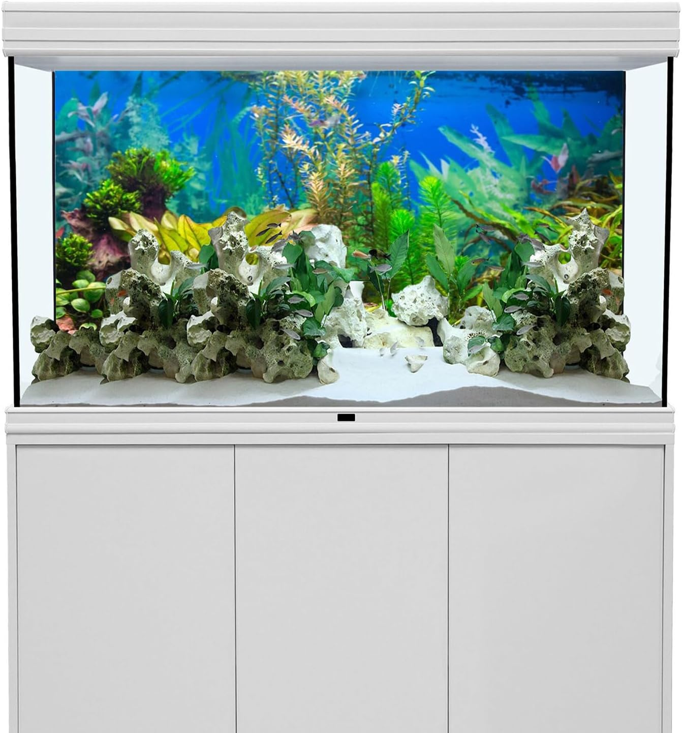 AWERT 48X24 Inches Aquarium Background Aquatic Plant River Bed & Lake Fish Tank Background Vinyl image number 3