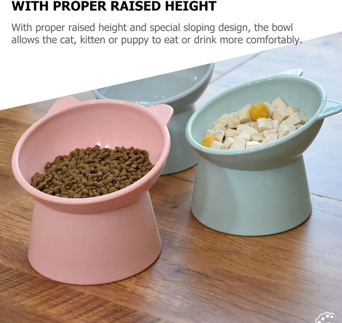 Gadpiparty 2Pcs Elevated Cat Feeding Bowls with Neck Guard, Raised Plastic Pet Bowls for Cats and Kittens, Anti-Spill Pink and Blue Compact Food Dishes for Daily Use image number 4