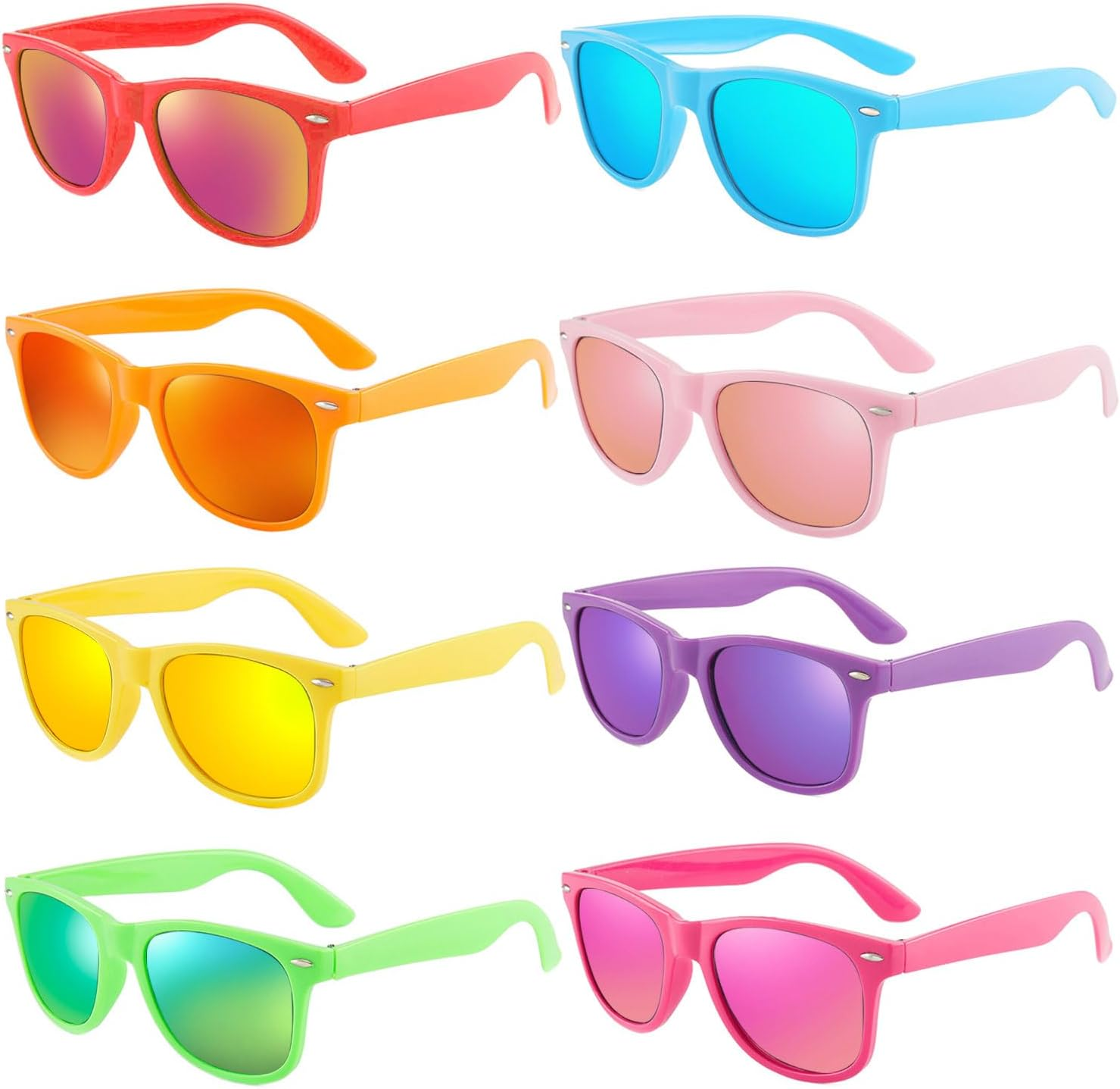 Pibupibu 20 Pack Neon Party Mirrored Lens Sunglasses Bulk, Wholesale Colorful Sunglasses for Adult Party Favors, Unisex