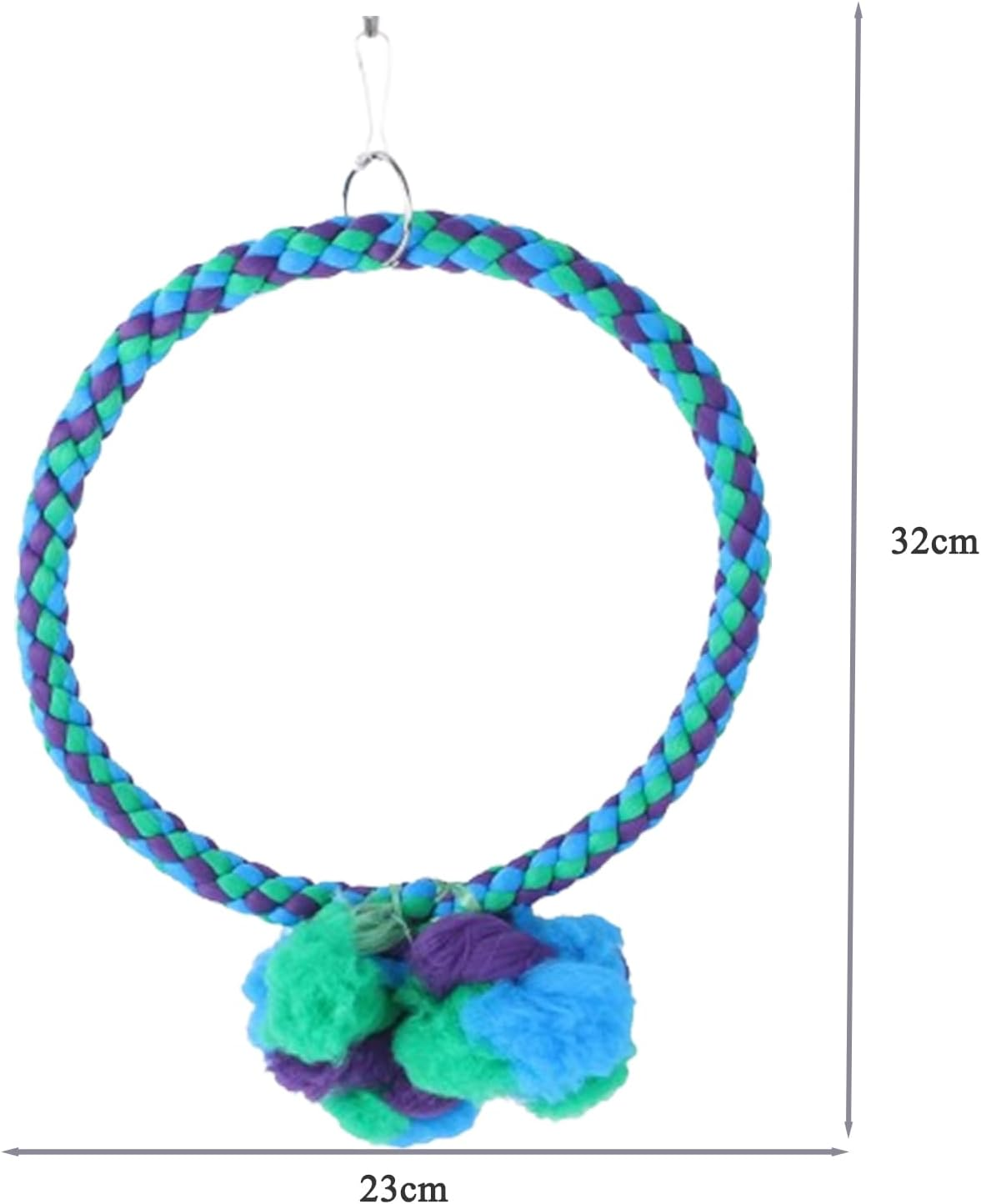 Large Parrot Swing Ring, Feeders, Perch, Nest Bell, Bird Bath and Cotton Rope for Cage Birds image number 6